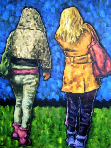 Painting titled "Les Deux Blondes" by Rosemary Piolais, Original Artwork, Acrylic
