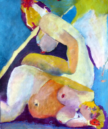 Schilderij getiteld "The bathers" door Rosemay Dahan, Origineel Kunstwerk, Inkt