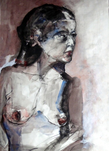 Peinture intitulée "modèle dans l'encri…" par Rosemay Dahan, Œuvre d'art originale, Encre