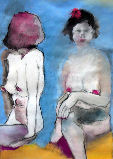 Schilderij getiteld "Ladies 2" door Rosemay Dahan, Origineel Kunstwerk, Inkt