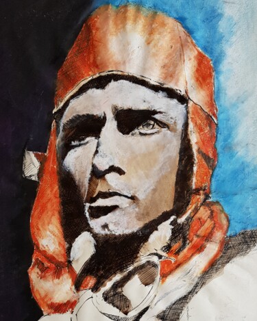 Drawing titled "Charles Lindbergh,…" by Rosemay Dahan, Original Artwork, Pastel