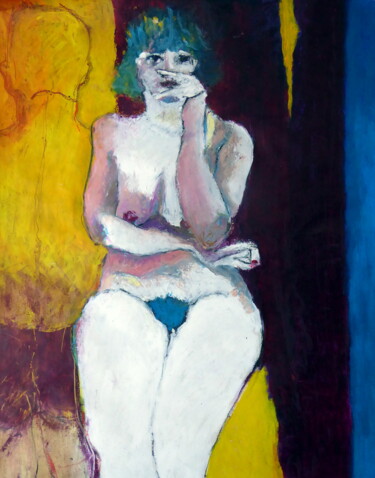 Peinture intitulée "Perplexed" par Rosemay Dahan, Œuvre d'art originale, Pastel