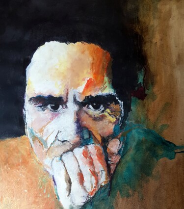 Painting titled "Pier Paolo Pasolini" by Rosemay Dahan, Original Artwork, Ink
