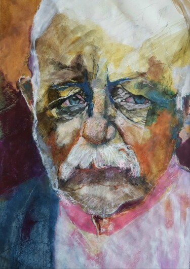 Painting titled "Jean Gabin from a s…" by Rosemay Dahan, Original Artwork, Pastel