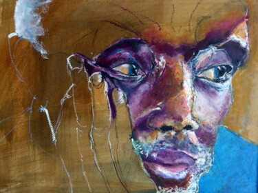 Schilderij getiteld "Ousmane Sow" door Rosemay Dahan, Origineel Kunstwerk, Pastel