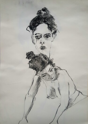 Drawing titled "Daniela 1" by Rosemay Dahan, Original Artwork, Charcoal