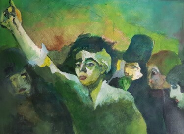 Картина под названием "Green composition (…" - Rosemay Dahan, Подлинное произведение искусства, Акрил