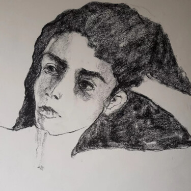 Drawing titled "Farah 2" by Rosemay Dahan, Original Artwork, Charcoal