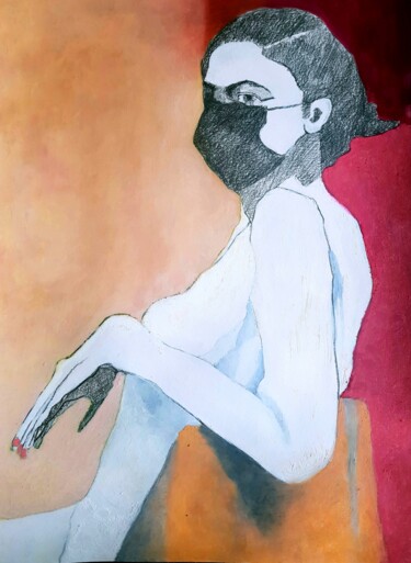 Peinture intitulée "THE MASKOT 1 (final…" par Rosemay Dahan, Œuvre d'art originale, Pastel