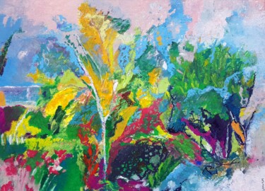 Painting titled "Christine's garden…" by Rosemay Dahan, Original Artwork, Oil