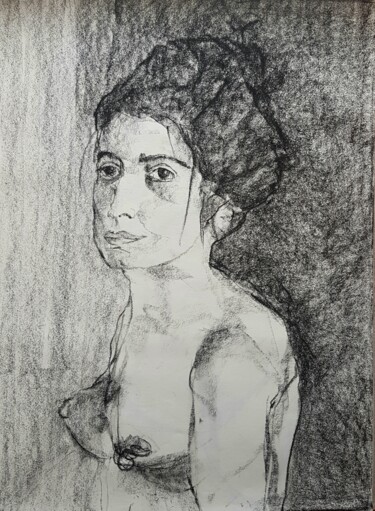 Рисунок под названием "Friday sketching" - Rosemay Dahan, Подлинное произведение искусства, Древесный уголь