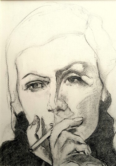 Drawing titled "A Garbo touch" by Rosemay Dahan, Original Artwork, Graphite
