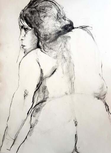 Dibujo titulada "Marie-Laure" por Rosemay Dahan, Obra de arte original, Carbón
