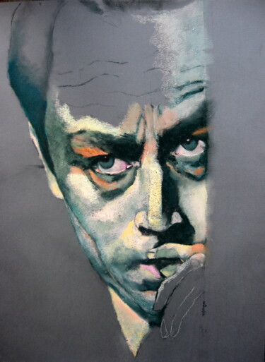 Schilderij getiteld "Albert Camus" door Rosemay Dahan, Origineel Kunstwerk, Pastel
