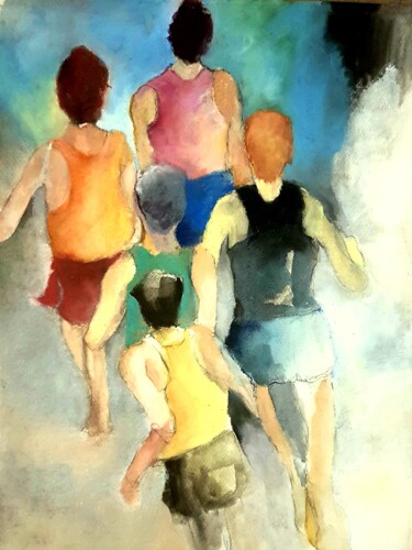 Pintura intitulada "Running" por Rosemay Dahan, Obras de arte originais, Aquarela