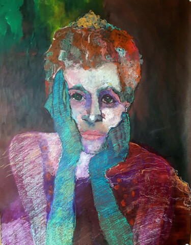 Peinture intitulée "Isabelle in the dark" par Rosemay Dahan, Œuvre d'art originale, Pastel