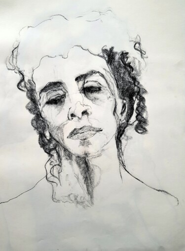 Drawing titled "Colette in february…" by Rosemay Dahan, Original Artwork, Charcoal
