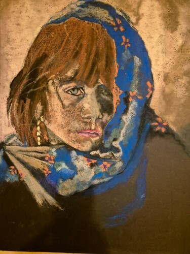 Painting titled "The gypsy" by Rosemay Dahan, Original Artwork, Charcoal