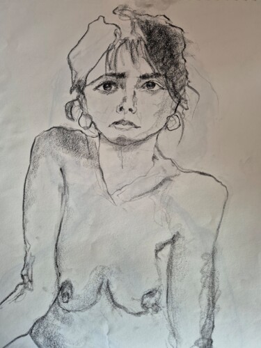 Drawing titled "ZOÉ" by Rosemay Dahan, Original Artwork, Charcoal