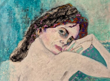 Картина под названием "Zoé en bleu" - Rosemay Dahan, Подлинное произведение искусства, Масло