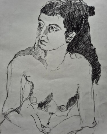 Dibujo titulada "Ambre" por Rosemay Dahan, Obra de arte original, Carbón