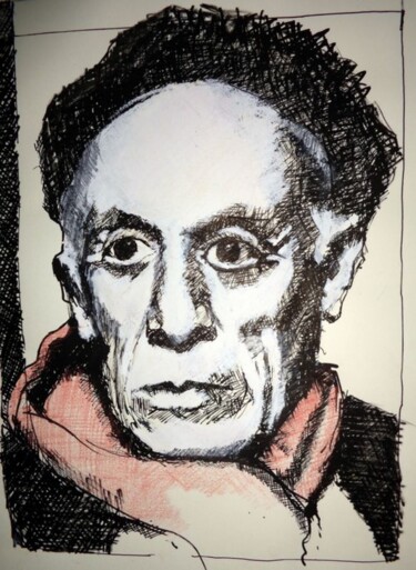 Drawing titled "Pablo Picasso" by Rosemay Dahan, Original Artwork, Ballpoint pen