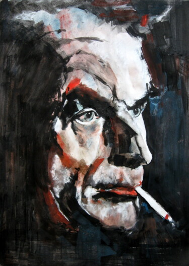 Schilderij getiteld "Beckett" door Rosemay Dahan, Origineel Kunstwerk, Inkt