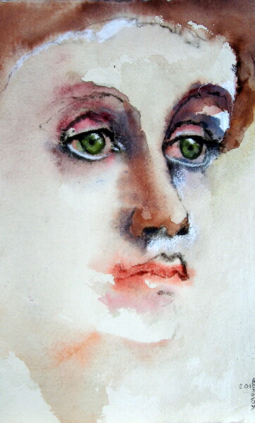 Malerei mit dem Titel "Vanessa Bell" von Rosemay Dahan, Original-Kunstwerk, Pastell