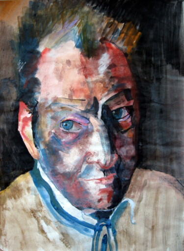 Malerei mit dem Titel "Lucian Freud" von Rosemay Dahan, Original-Kunstwerk, Tinte