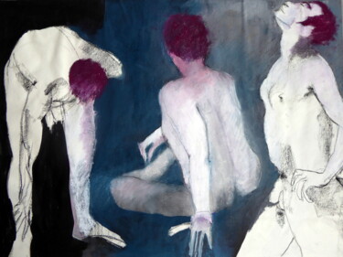 Schilderij getiteld "The pastel guys" door Rosemay Dahan, Origineel Kunstwerk, Houtskool