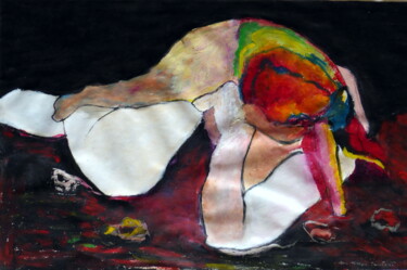 Ζωγραφική με τίτλο "Abstract nude" από Rosemay Dahan, Αυθεντικά έργα τέχνης, Μελάνι