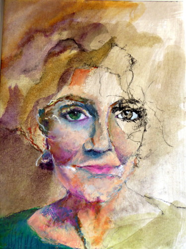 Unfinished self-portrait, final shot Peinture intitulée "Unfinished self-por…" par Rosemay, Œuvre d'art originale, Pastel