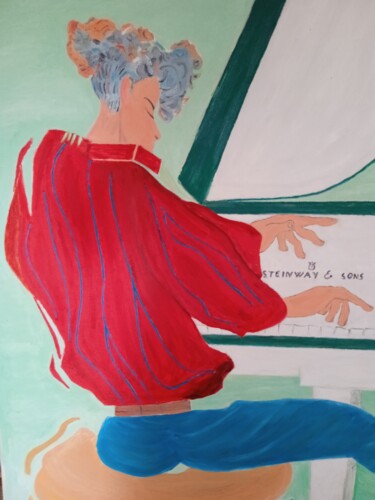 Картина под названием "El pianista" - Roser Solà, Подлинное произведение искусства, Масло
