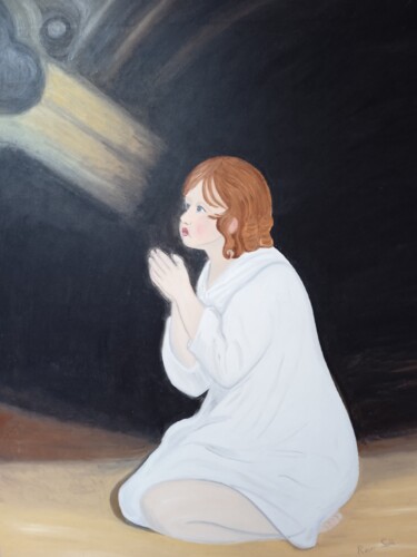 Pintura titulada "Niño rezando" por Roser Solà, Obra de arte original, Oleo