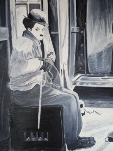 Peinture intitulée "Charles Chaplin" par Roser Solà, Œuvre d'art originale, Huile