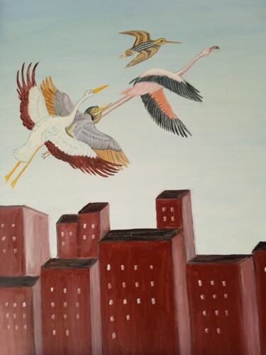 Painting titled "El vuelo" by Roser Solà, Original Artwork, Oil