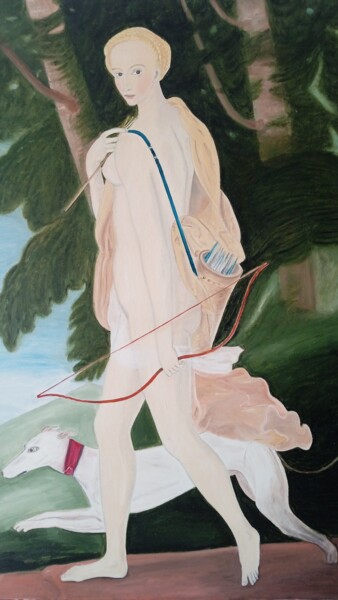 Pittura intitolato "La cazadora" da Roser Solà, Opera d'arte originale, Olio