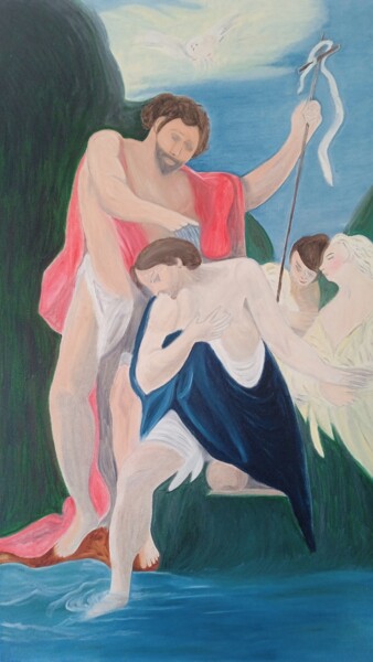 Painting titled "El bautismo de Cris…" by Roser Solà, Original Artwork, Oil