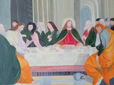 Peinture intitulée "La última cena II" par Roser Solà, Œuvre d'art originale, Huile