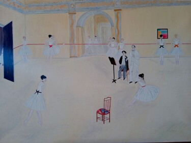Schilderij getiteld "El examen de danza" door Roser Solà, Origineel Kunstwerk, Olie