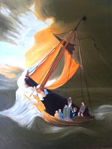 Pittura intitolato "Jesús el el lago Ti…" da Roser Solà, Opera d'arte originale, Olio