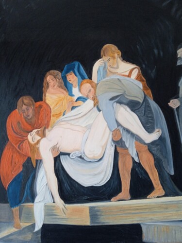 Peinture intitulée "El entierro de Jesús" par Roser Solà, Œuvre d'art originale, Huile