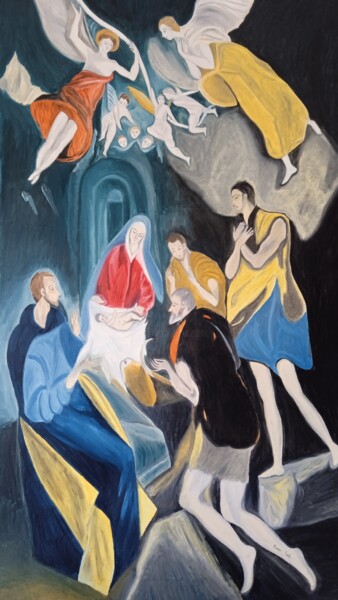 Pittura intitolato "La adoración de los…" da Roser Solà, Opera d'arte originale, Olio