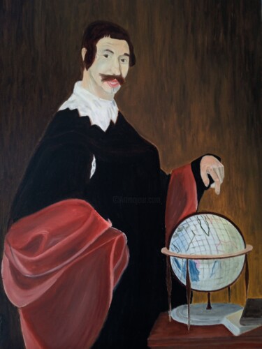 Картина под названием "El geógrafo" - Roser Solà, Подлинное произведение искусства, Масло