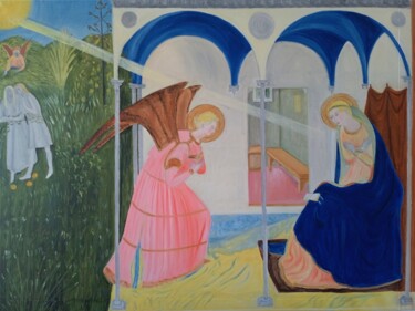 Painting titled "Anunciación" by Roser Solà, Original Artwork, Oil