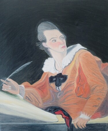 Painting titled "El escritor" by Roser Solà, Original Artwork, Oil