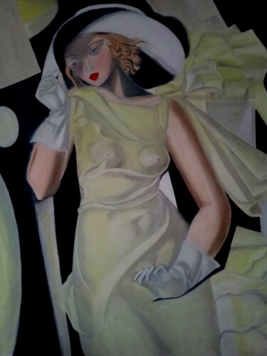 Pittura intitolato "Joven con guantes" da Roser Solà, Opera d'arte originale, Olio