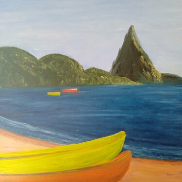 Картина под названием "Las barcas" - Roser Solà, Подлинное произведение искусства, Масло