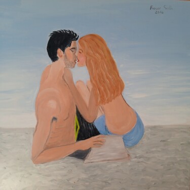 Картина под названием "Los enamorados" - Roser Solà, Подлинное произведение искусства, Масло