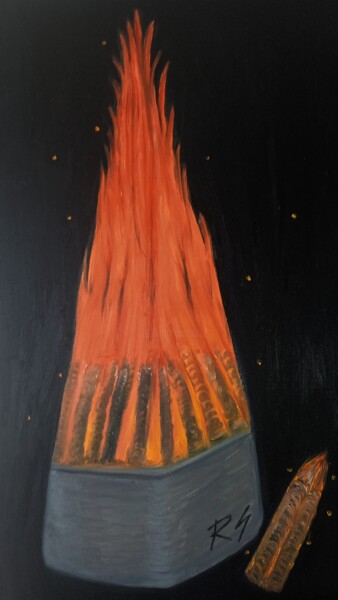 Картина под названием "El fuego crispador" - Roser Solà, Подлинное произведение искусства, Масло